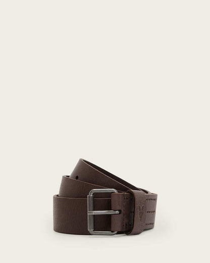 AllSaints Dunston Leather Embossed Belt Black