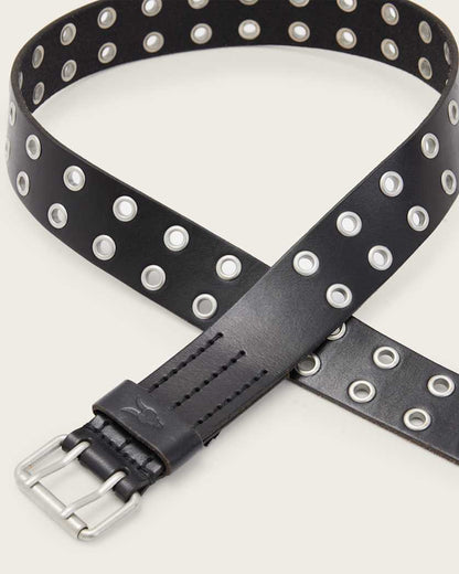 AllSaints Sturge Leather Eyelet Belt Black