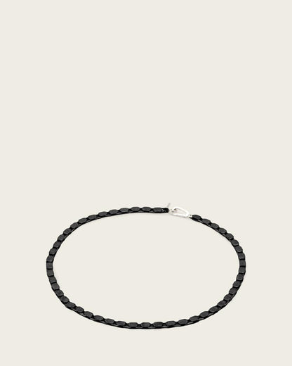 AllSaints Axel Hexagon Chain Necklace Warm Silvr/Drk Hem