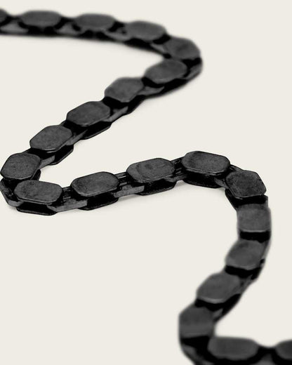 AllSaints Axel Hexagon Chain Necklace Warm Silvr/Drk Hem