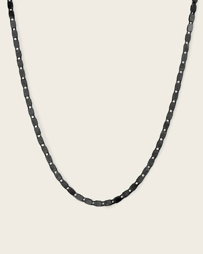 AllSaints Axel Hexagon Chain Necklace Warm Silvr/Drk Hem