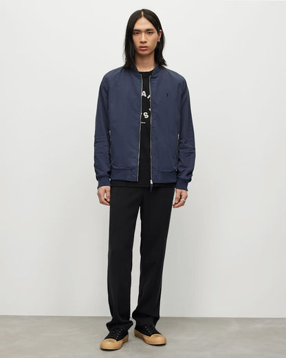 AllSaints Bassett Ramskull Bomber Jacket Command Blue