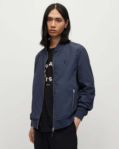 AllSaints Bassett Ramskull Bomber Jacket Command Blue