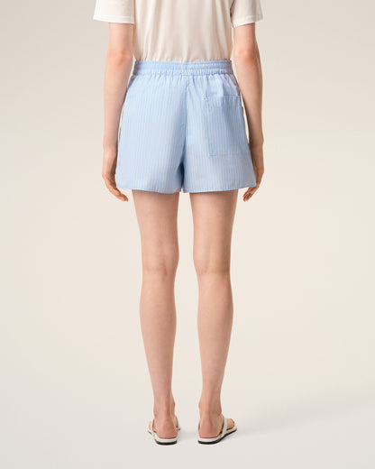 AmiParis Blue Cotton Elasticated Shorts