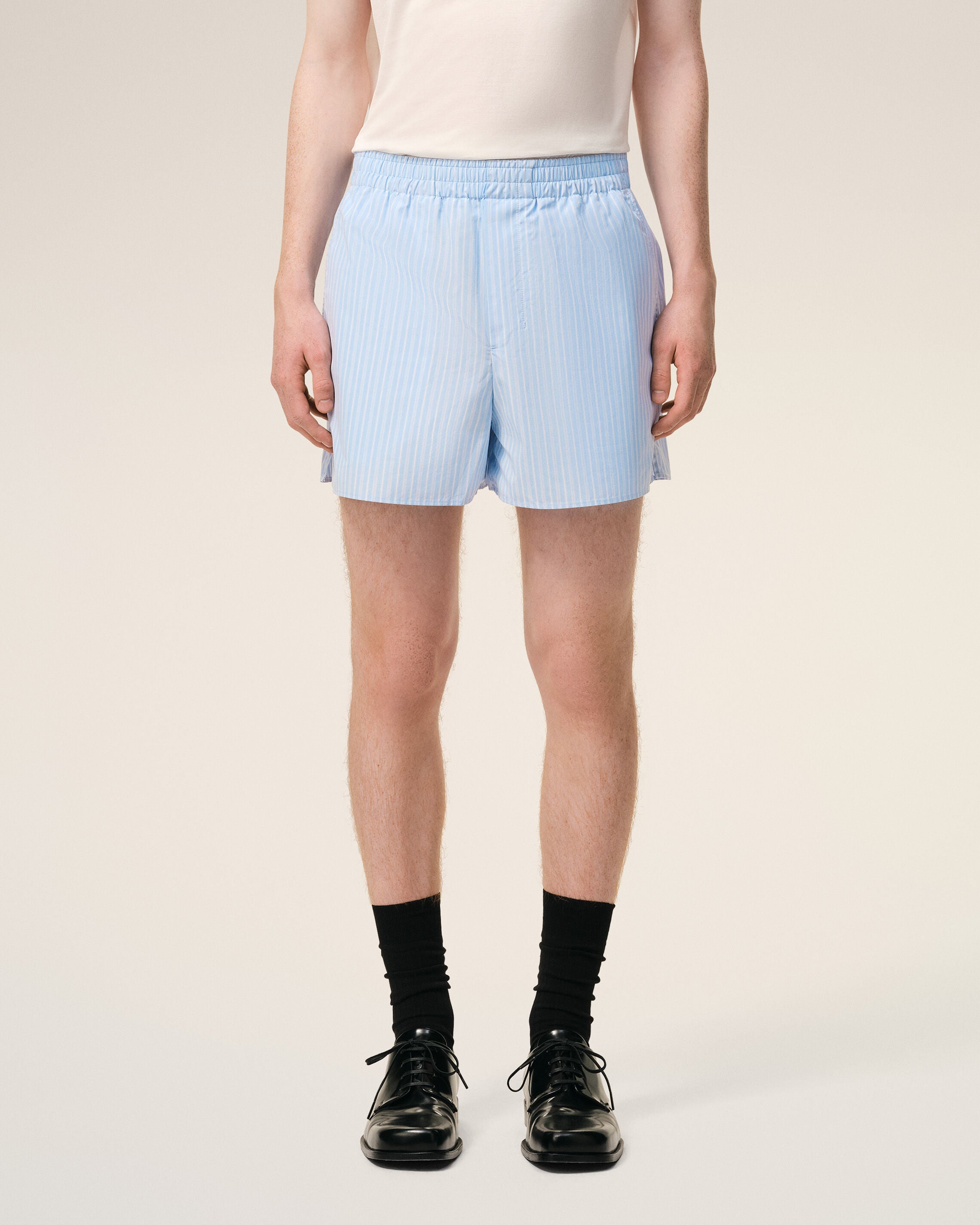 AmiParis Blue Cotton Elasticated Shorts