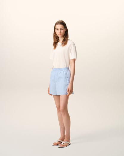 AmiParis Blue Cotton Elasticated Shorts