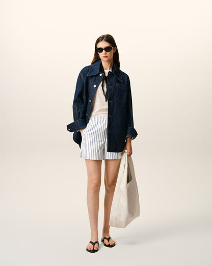 AmiParis White Cotton Elasticated Shorts