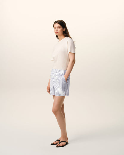 AmiParis White Cotton Elasticated Shorts
