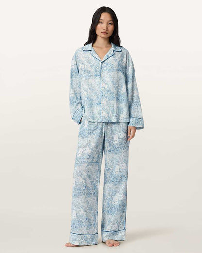 AllSaints Maude Pyjama Set Women's Map Blue Women's