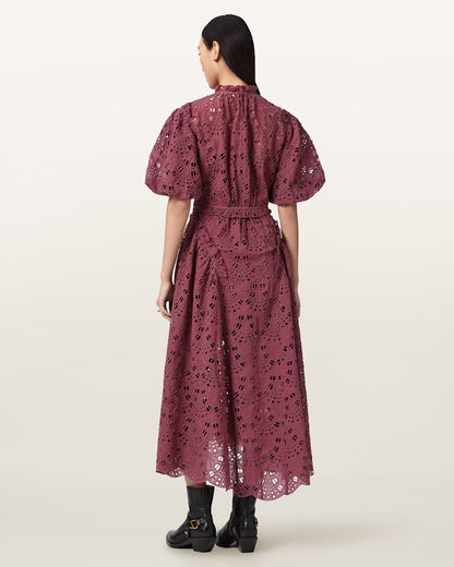 AllSaints Odette Broiderie Anglais Maxi Dress Women's Black Women's