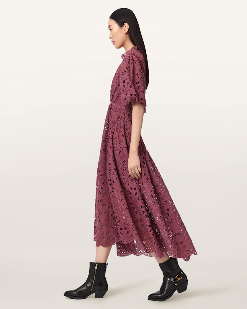 AllSaints Odette Broiderie Anglais Maxi Dress Women's Black Women's