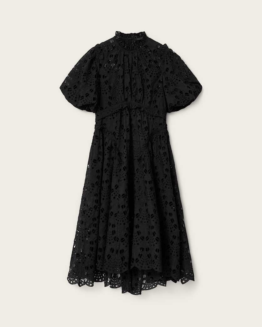 AllSaints Odette Broiderie Anglais Maxi Dress Women's Black Women's