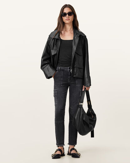 AllSaints Duran Skinny Denim Cargo Jeans Women's Washed Black Women's
