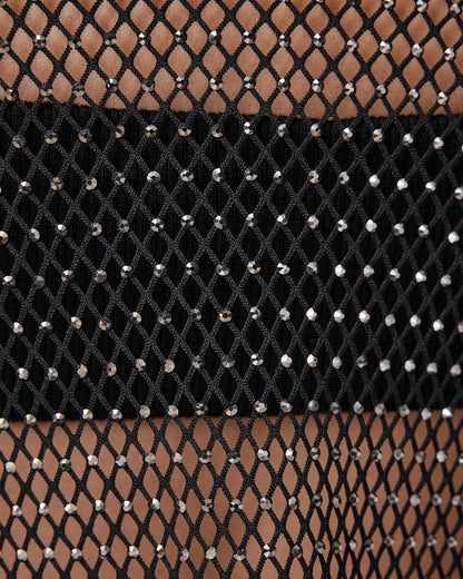 AllSaints Calytrix Sparkle Fish Net Top Women's Black Women's