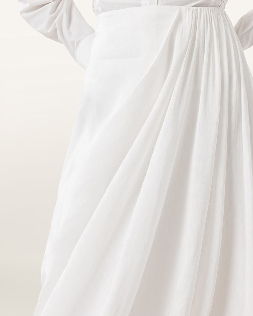 AllSaints Nia Draped Midi Skirt Women's Antique White Women's