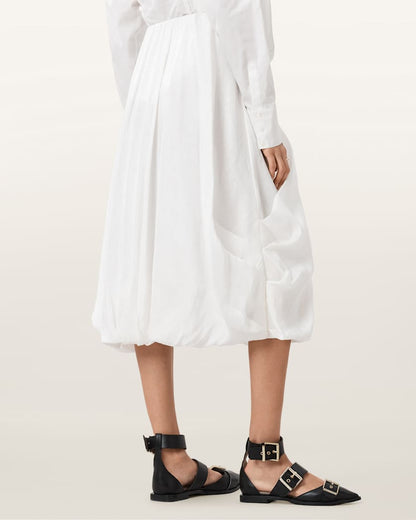 AllSaints Nia Draped Midi Skirt Women's Antique White Women's