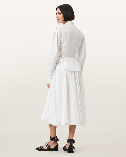 AllSaints Nia Draped Midi Skirt Women's Antique White Women's