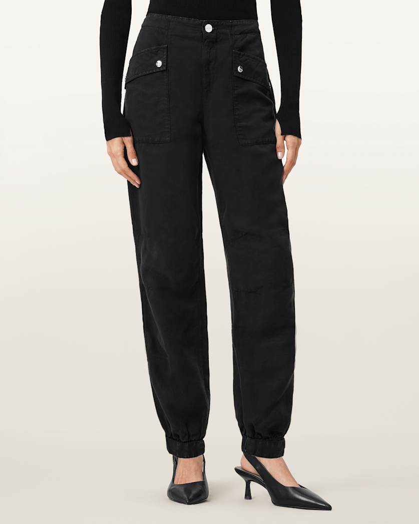 AllSaints Val Cargo Linen Blend Pants Women's Midnight Blue Women's