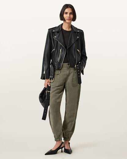 AllSaints Val Cargo Linen Blend Pants Women's Midnight Blue Women's