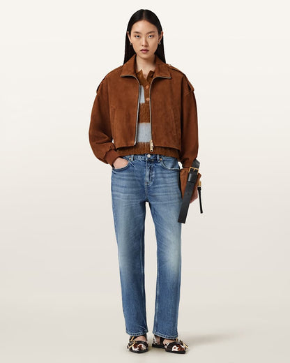 AllSaints Clem Wool Blend Polo Women's Hay Yellow/White Women's