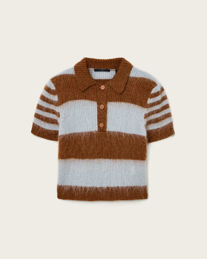 AllSaints Clem Wool Blend Polo Women's Hay Yellow/White Women's