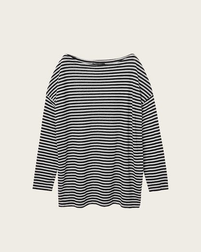 AllSaints Rita Relaxed Fit Striped T Shirt Women's Chalk/Ink Women's