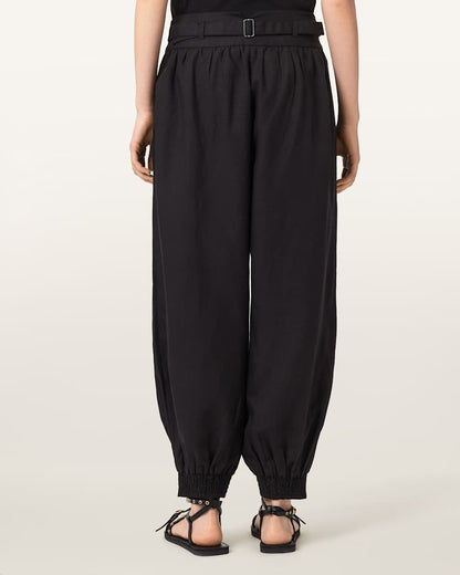 AllSaints Harrie Linen Blend Baggy Fit Pants Women's Hot Choc Brown Women's