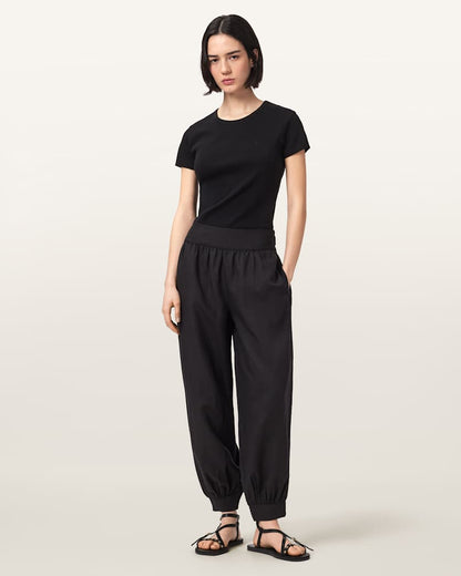 AllSaints Harrie Linen Blend Baggy Fit Pants Women's Hot Choc Brown Women's