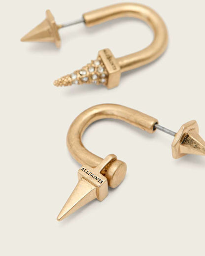 AllSaints Laio Spike Front Back Earrings Women's Warm Brass Women's