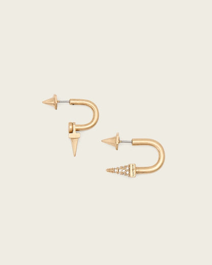 AllSaints Laio Spike Front Back Earrings Women's Warm Brass Women's