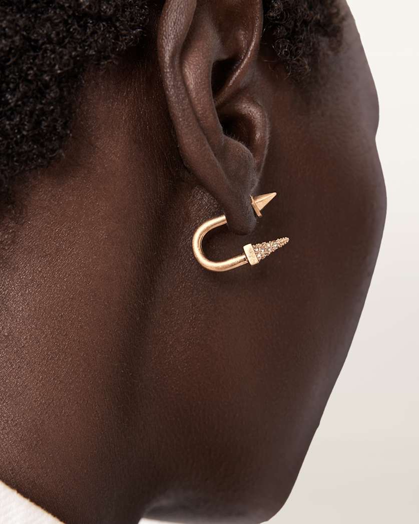 AllSaints Laio Spike Front Back Earrings Women's Warm Brass Women's