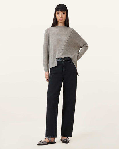 AllSaints Isla Crew Neck Merino Jumper Women's Sand Grey Women's