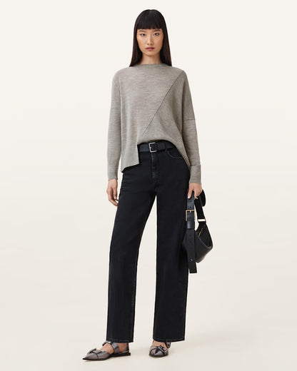 AllSaints Isla Crew Neck Merino Jumper Women's Sand Grey Women's