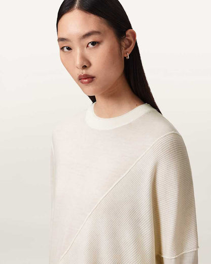 AllSaints Isla Crew Neck Merino Sweater Women's Chalk White Women's