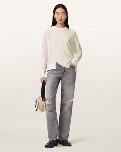 AllSaints Isla Crew Neck Merino Sweater Women's Chalk White Women's
