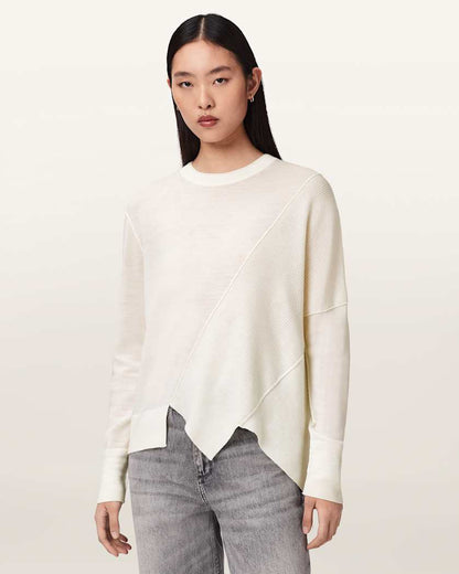 AllSaints Isla Crew Neck Merino Sweater Women's Chalk White Women's