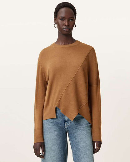 AllSaints Isla Crew Neck Merino Jumper Women's Sand Grey Women's
