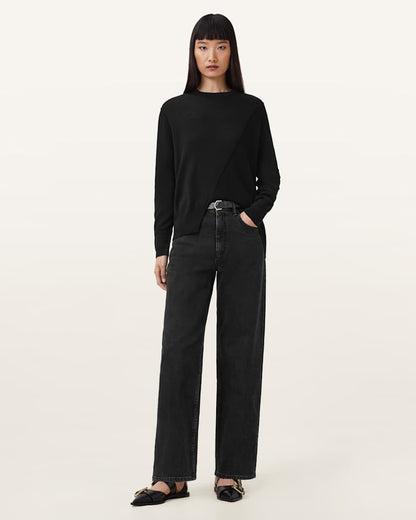 AllSaints Isla Crew Neck Merino Sweater Women's Chalk White Women's