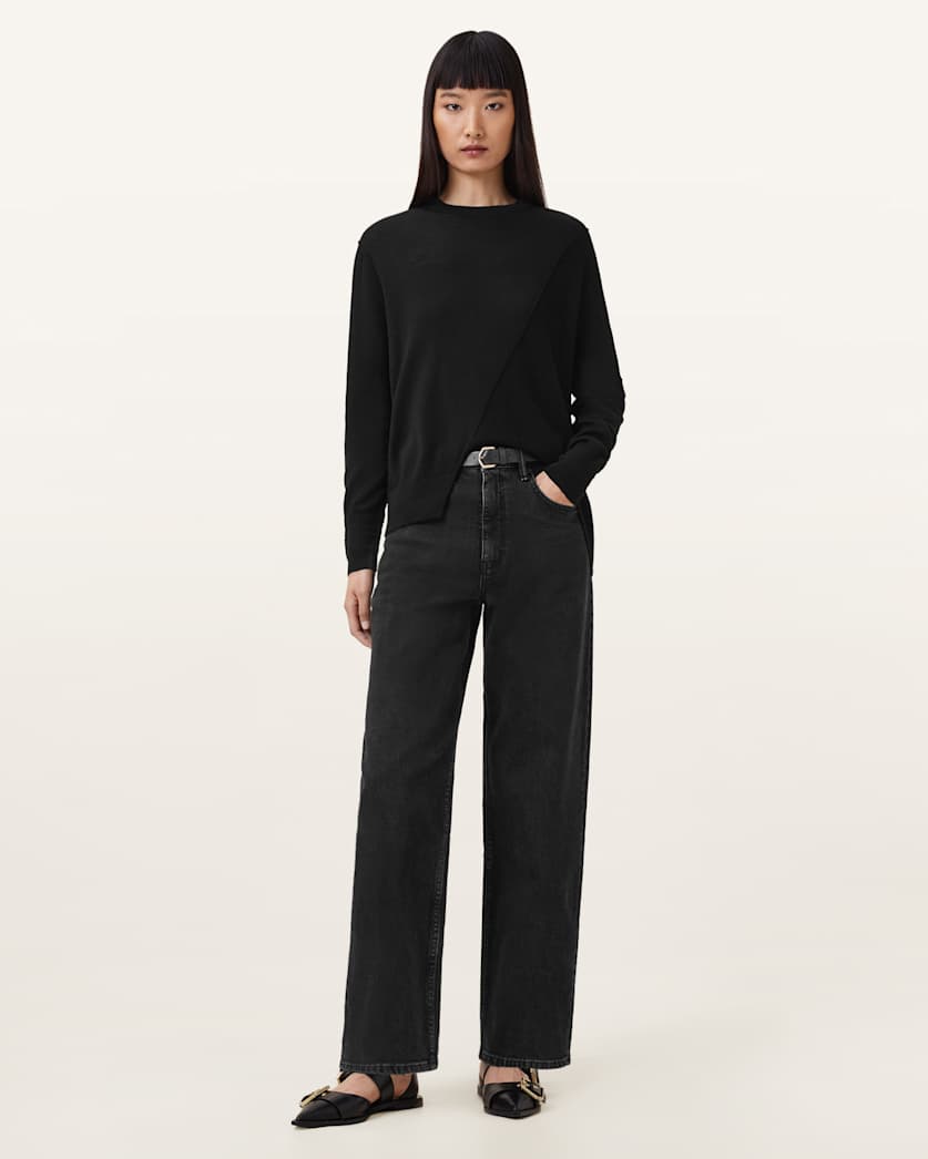 AllSaints Isla Crew Neck Merino Sweater Women's Chalk White Women's