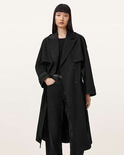 AllSaints Cadence Relaxed Fit Trench Coat Women's Black Women's
