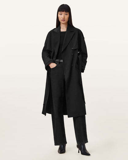 AllSaints Cadence Relaxed Fit Trench Coat Women's Black Women's
