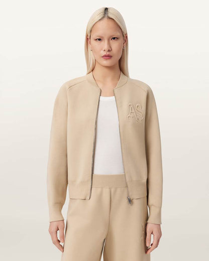 AllSaints Sonny Zip Up Cardigan Women's Pebble White Women's