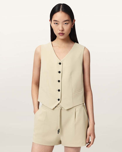 AllSaints Aleida Lightweight Tri Waistcoat Women's Haze Green Women's