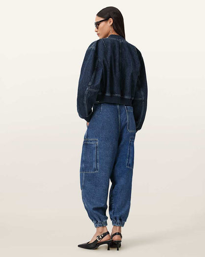 AllSaints Sol Tapered Denim Cargo Jeans Women's Mid Indigo Women's
