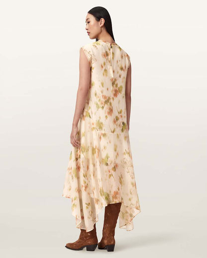 AllSaints Tanner Floral Midi Dress Women's Wildflower White Women's
