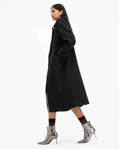 AllSaints Mabel Double Breasted Oversized Coat Women's Black Women's