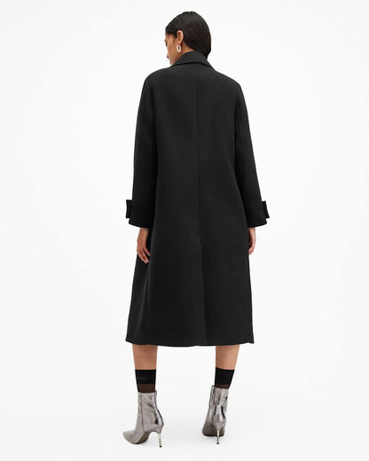 AllSaints Mabel Double Breasted Oversized Coat Women's Black Women's