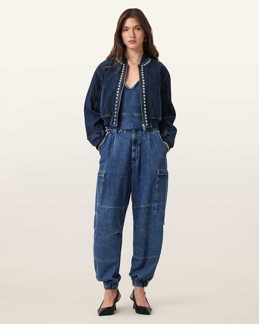 AllSaints Lilah Denim Slim Tank Top Women's Mid Indigo Women's