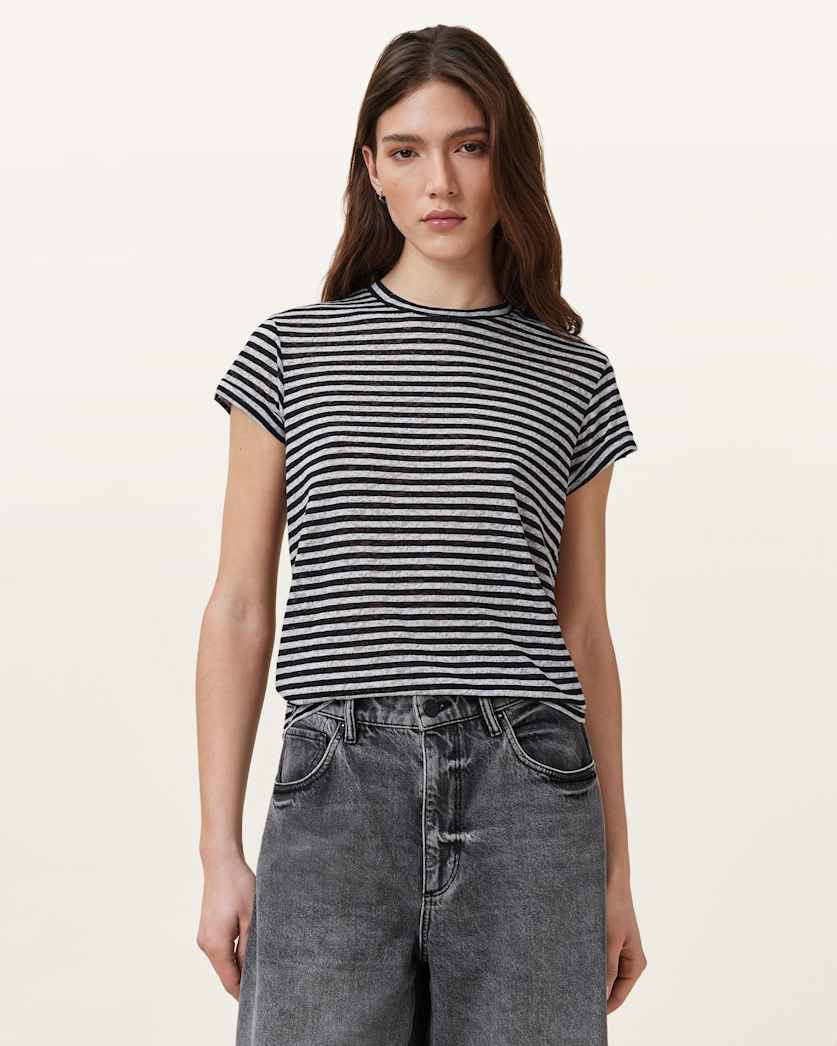 AllSaints Anna Crew Neck Short Sleeve T Shirt Women's Chalk/Ink Women's