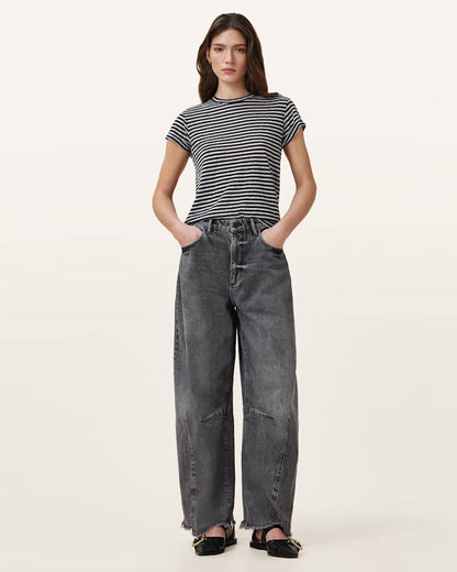 AllSaints Anna Crew Neck Short Sleeve T Shirt Women's Chalk/Ink Women's